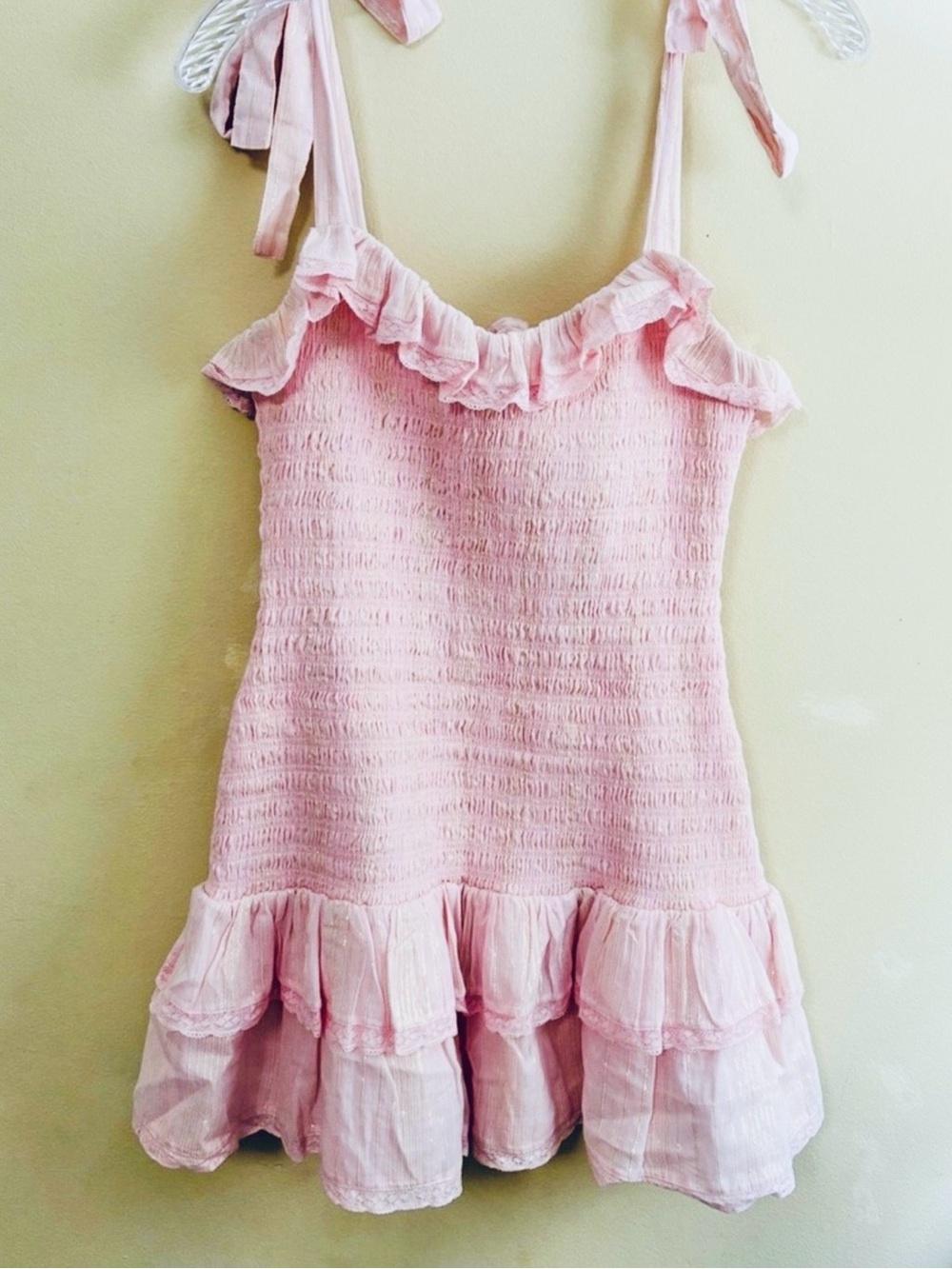 Rare! LoveShackFancy Women's size Small Sherina Cotton Mini Dress in Pink -S